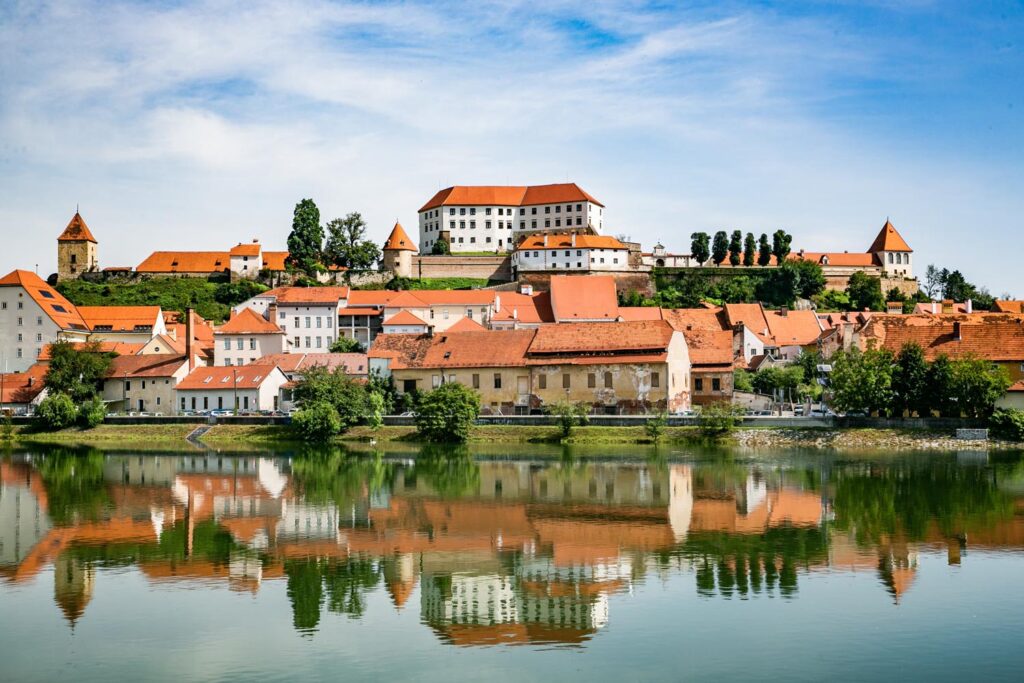 Ptuj town in Slovenia - oldest city in Slovenia. Panoramic view